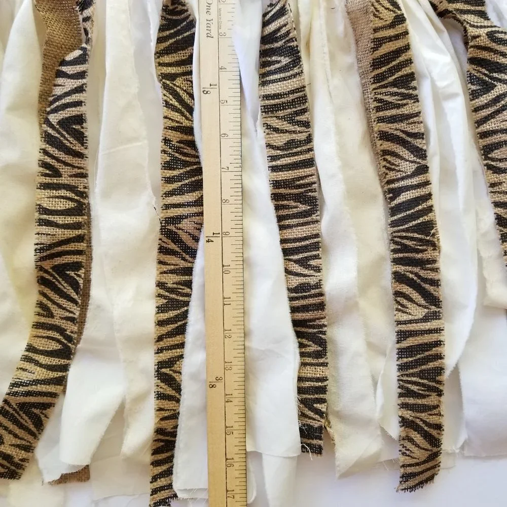Linen Fabric Banner Wall Hanging | Zebra Burlap | 5'
